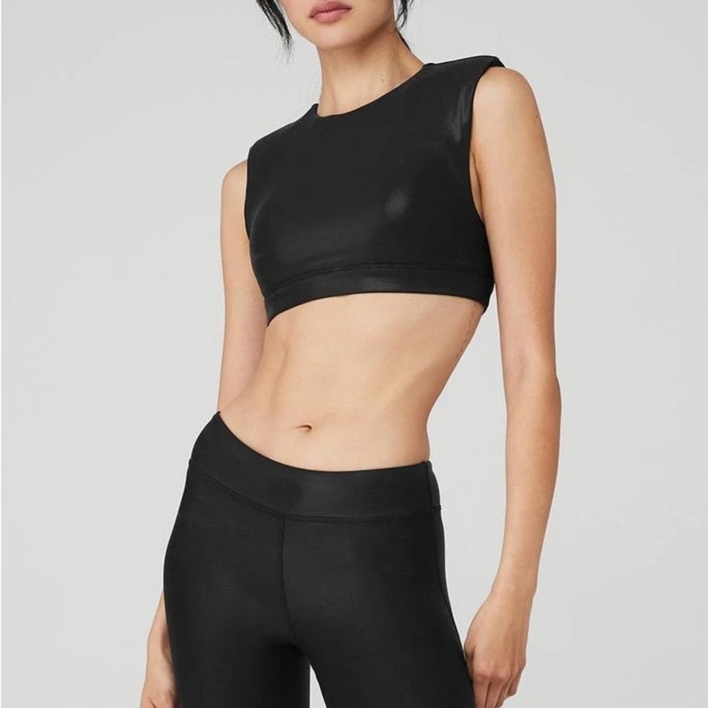 ALO Yoga Shiny Black Crop Top
